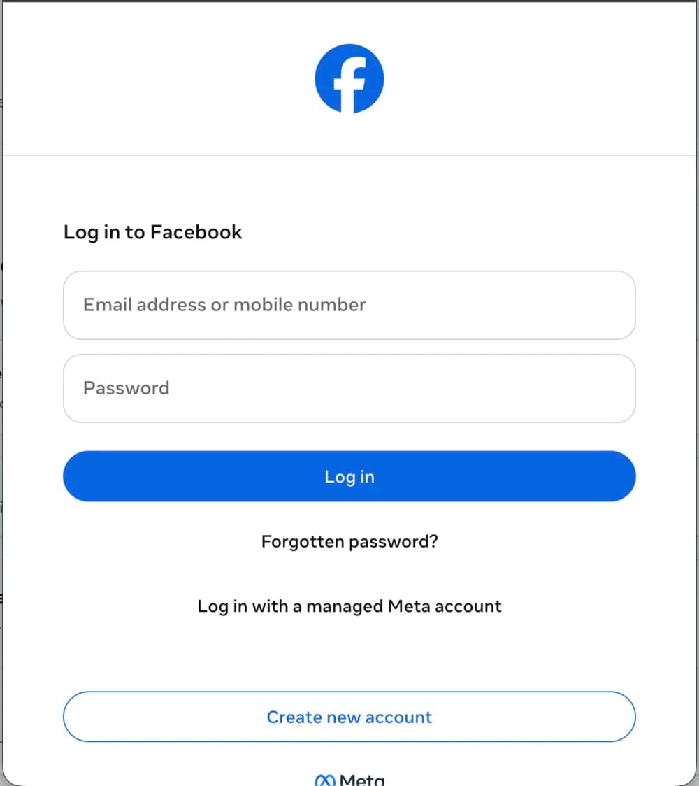Facebook login window opened over the Echo WhatsApp settings page
